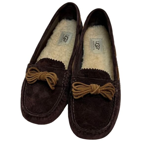 UGG Australia Shoes - UGG Meena Java Dark Brown Suede Driver Loafers Women's Sz. 8.5